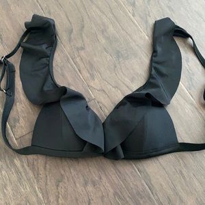 Ruffled Black Bikini Top